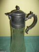 Antique Glass Pitcher Metal Lid 14 Inches Tall Pitchers photo 1