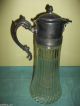 Antique Glass Pitcher Metal Lid 14 Inches Tall Pitchers photo 2