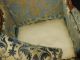 Pair Antique Queen Anne Chairs Down Cushions Blue & Ivory Carved Wood 1900-1950 photo 9