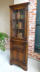 Antique English Carved Oak Corner Cabinet Display Case Bookcase Tall Slim 1900-1950 photo 10