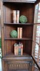 Antique English Carved Oak Corner Cabinet Display Case Bookcase Tall Slim 1900-1950 photo 6