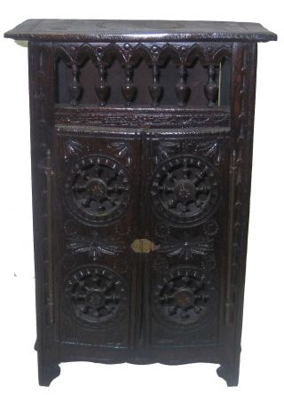 1850s Antique Childs Size Salesman Sample Furniture; Cabinet Made Of Walnut Wood photo