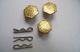 Antique Set 3 Textured Gold Gilt Waiscoat Buttons W/removable Pins 19th C. Buttons photo 3