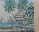 Watercolor Painting Of A Houses And Ships At A River Signed Indonesia Pacific Islands & Oceania photo 1