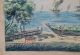 Watercolor Painting Of A Houses And Ships At A River Signed Indonesia Pacific Islands & Oceania photo 2