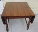 English Antique Oak Drop Leaf Kitchen / Dining Table With Barley Twist Legs 1900-1950 photo 1
