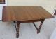 English Antique Oak Drop Leaf Kitchen / Dining Table With Barley Twist Legs 1900-1950 photo 3