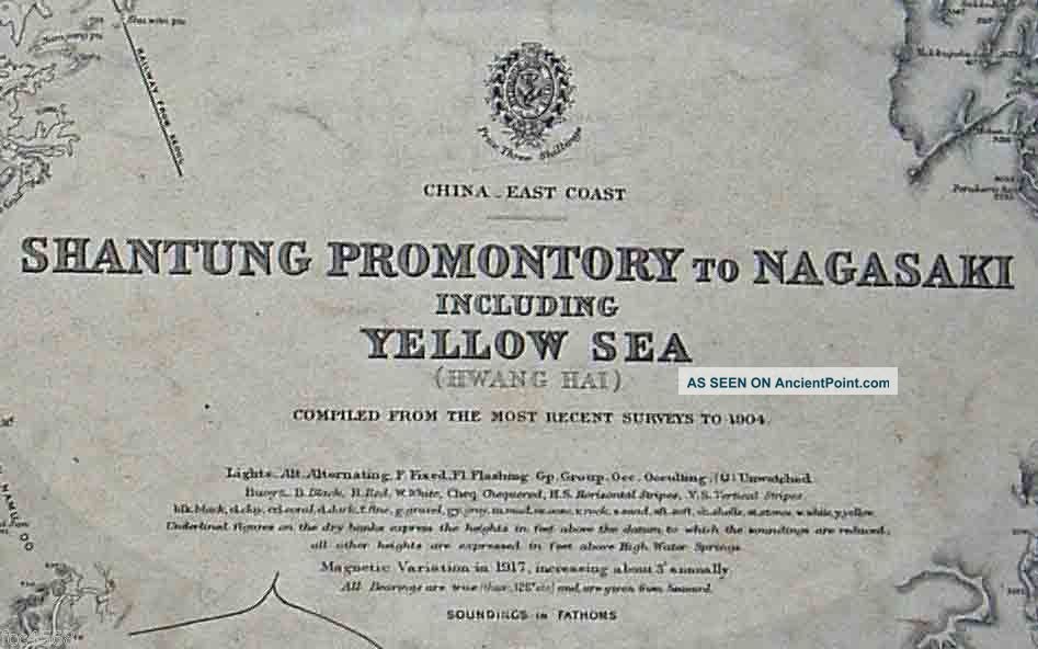 C 1905 British Admiralty Hong Kong Maritime Charts China Seas Shantung Nagasaki Other photo