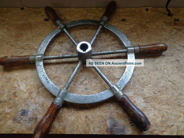 Vintage Nautical Boat Wheel,  6 Wood Handles 17 