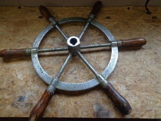 Vintage Nautical Boat Wheel,  6 Wood Handles 17 