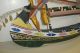 Rare Antique Madura Maritime Art Long Boat Model Hand Carved Polychrome 210a2 Model Ships photo 4