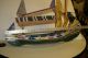 Rare Antique Madura Maritime Art Long Boat Model Hand Carved Polychrome 210a2 Model Ships photo 8