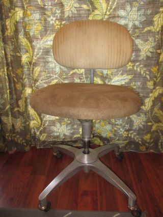 Mid Century Modern Shaw Walker Office Posture Chair Aluminum Swivel Industrial photo