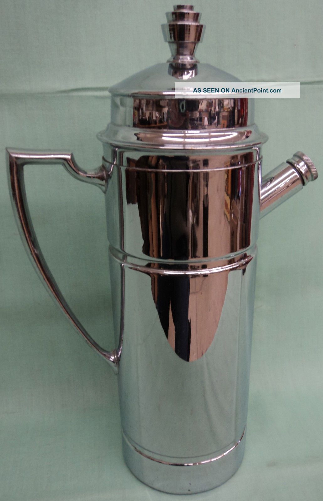 Art Deco Manning Shelton Silver Company Cocktail Shaker Machine Age Chrome Art Deco photo