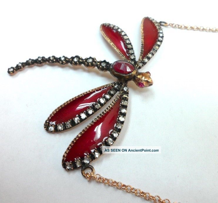 Rose Cut Diamond And Ruby Authentic Ottoman Turkish Jewelry Pendant Islamic photo