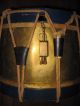 Antique Snare Drum Couesnon French Rope Tension Drum Indigo Blue Paint Primitives photo 9
