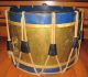 Antique Snare Drum Couesnon French Rope Tension Drum Indigo Blue Paint Primitives photo 1
