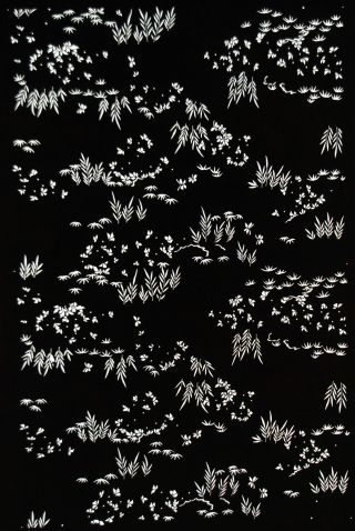 Japanese Vintage Katagami Kimono Stencil Silk Screen Lamp Shade Floral B10 photo