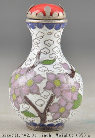Chinese Cloisonne Old Handwork Painted Flower Collectable little Snuff Bottle photo