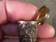 Antq Sterling Repousse Chatelaine Thimble Case Gold Wash Signed Hindged Lid Nr Thimbles photo 4