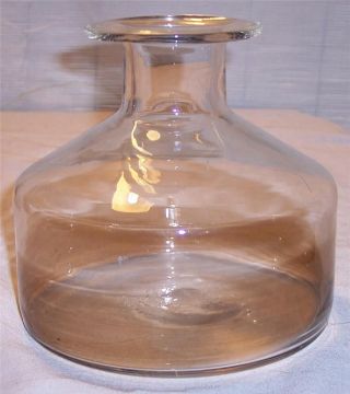 Antique Blown Glass Lab Bottle Decanter Clear W/smoky Band Mkd.  Kf Early 1900s photo