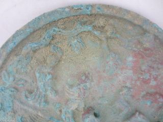 Chinese Ancient Bronze Mirror.  Rusting.  Figures In Landscape photo