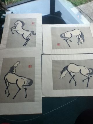 Ink Horse Paintings - Ink Drawings - Signed - Asian - Oriental - Nr photo