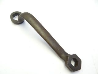 Antique Metal Cast Iron 6 Sided Dual Ended Woodstove Handle Early Wrench Tool photo
