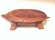 Exceptional Vintage Carved Wood Bowl With Lid - Turtle With Fish Pacific Islands & Oceania photo 4