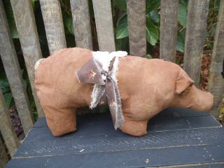 Pig Brown Pig Primitive Pig Country Primitive Farmhouse Lodge Cabin Gathering photo