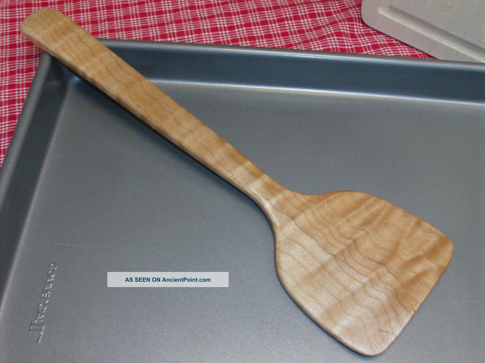 Figured Quilted Curly Maple Handcarved Wooden Spatula Cookie Desert Has A Crack Primitives photo
