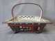 C1906 Norwegian Rosemaling Folk Art Painted Basket Primitives photo 1