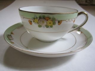 Handpainted Nippon Teacup & Saucer photo
