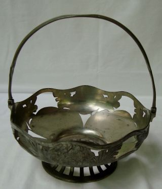 Antique German Pewter Art Nouveau Orivit Fruitbowl,  1906,  Marked 2708 photo