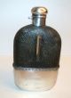 Antique 1900 ' S Alvin Sterling Silver 1/2 Pint Flask Engraved - Crocodile Cover Bottles, Decanters & Flasks photo 1