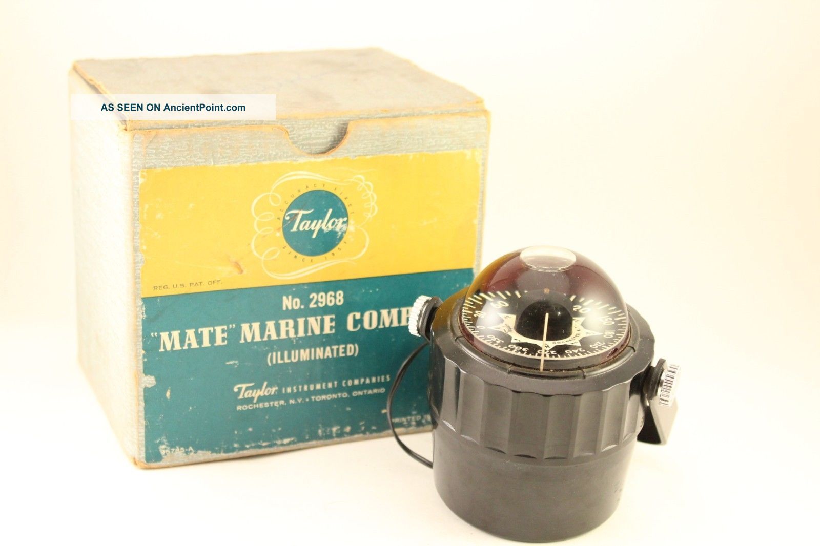 Taylor 2968 Mate Marine Compass Illuminated Car Boat Craft Mounted Box Compasses photo