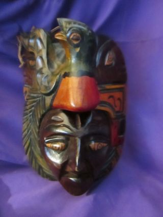 African Hand Made/carved Wood Mask Man/bird - Tribal Art photo