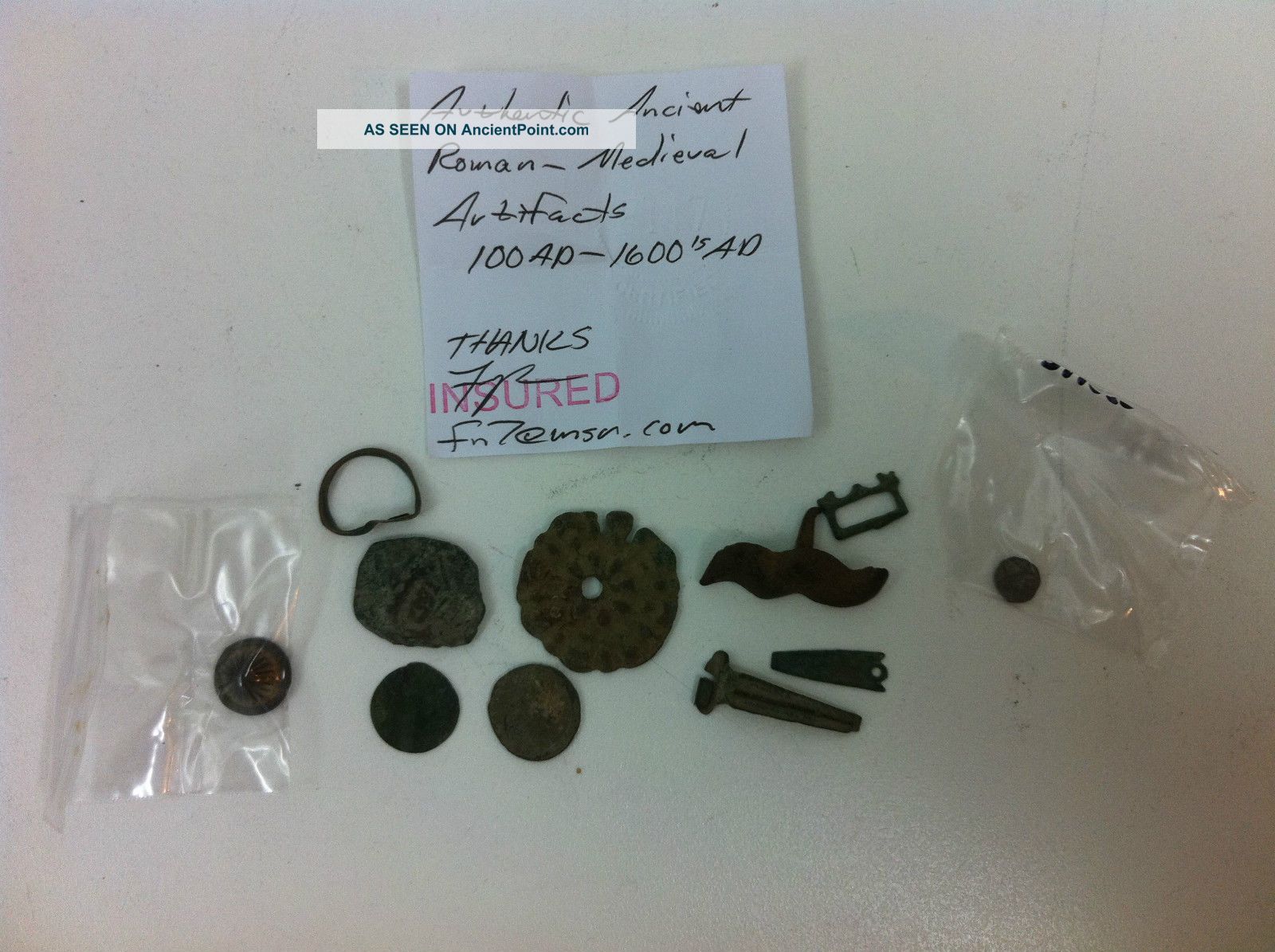 Roman To Medieval Artifacts Coins Jewelry Buttons 100 - 1600 Ad Coa 11 - Items Primitives photo