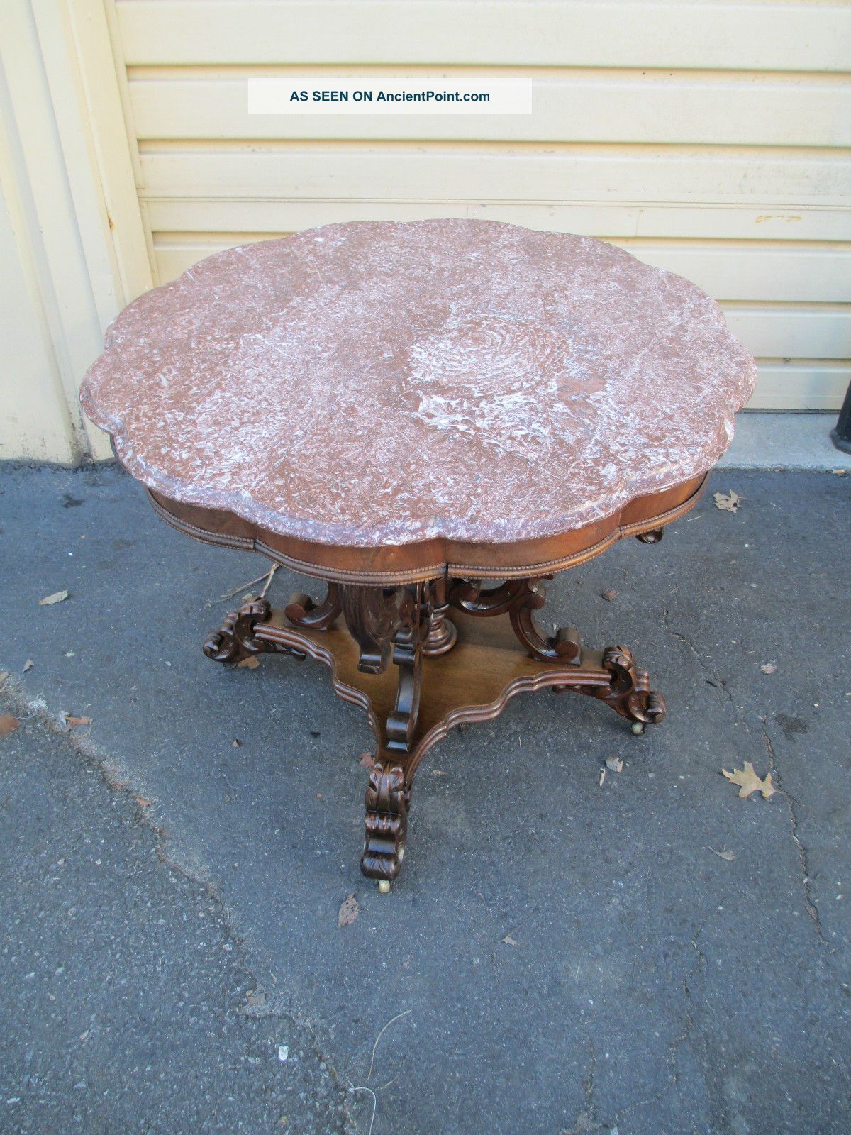 51470 Antique Victorian Marble Top Pedestal Table 1800-1899 photo