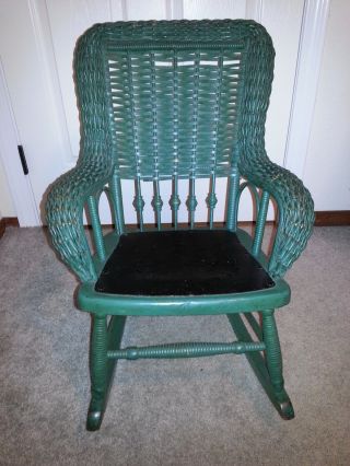 Antique Child ' S Wicker Rocking Chair photo
