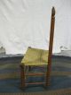 Primitive 1800s New England 3 Slat Ladder Back Chair High Finial Post Rush Seat 1800-1899 photo 7