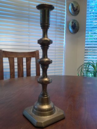 Antique Brass English Made Candlestick photo