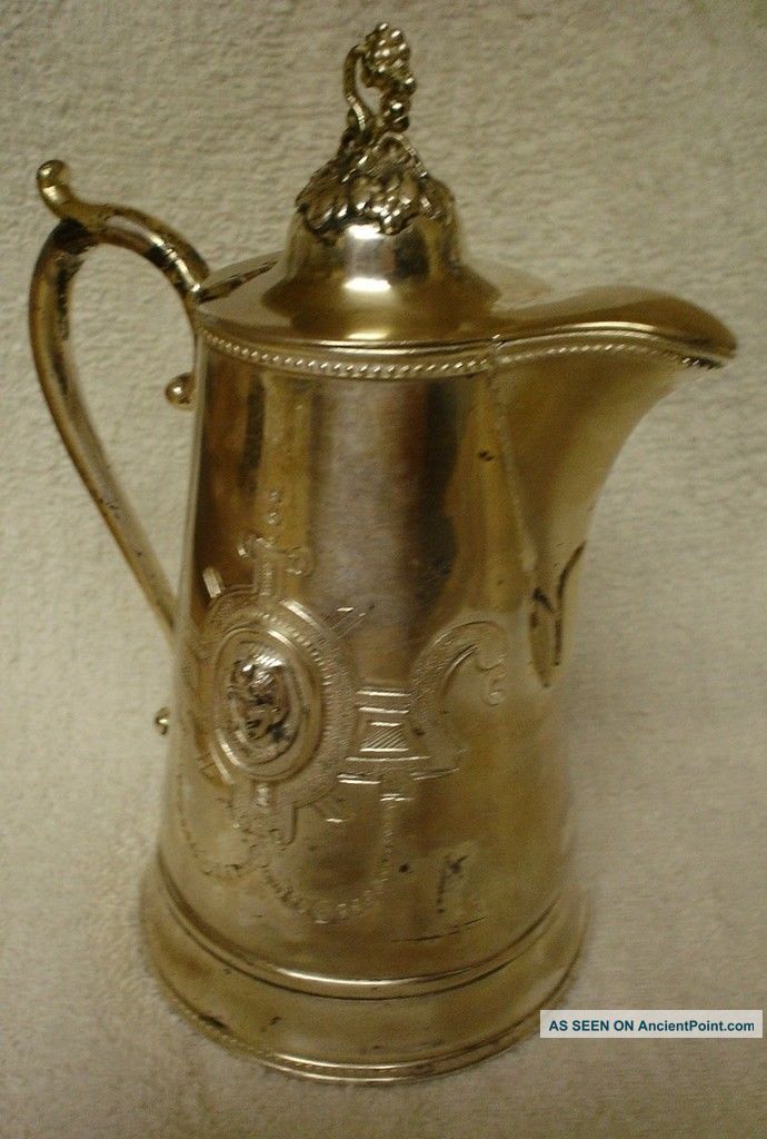 Victorian S.  P.  Syrup Pitcher W/ Figural Medallions Pitchers & Jugs photo