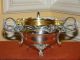 Old Vintage Ornate Footed Possibly Silverplate On Copper Candy Bowl W/3 Handles Bowls photo 2