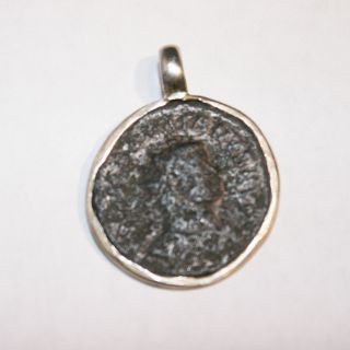 Ancient Roman Empire Sterling Silver Coin Pendant photo