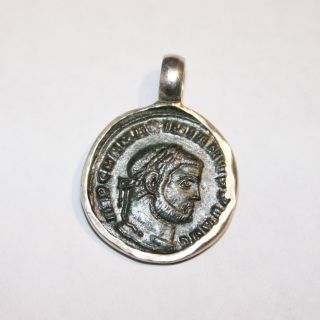 Maximian Ii Ancient Roman Empire Sterling Silver Coin Pendant photo