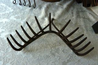 Rake Head Tine Bent Corner Angle Farm Garden Tool Rusty Primitive Peg Rack photo