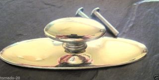 Vintage Brass Oval Knob & Back Plate Polished Art Deco Cabinet Handles Nos photo