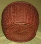 Best Antique Oak Splint Gathering Basket Carved Handle Old Red Painted Surface Primitives photo 3