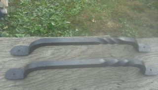 Iron Door Pulls With Twist,  Door Handles,  Hand Wrought Iron Handles,  Blacksmith photo